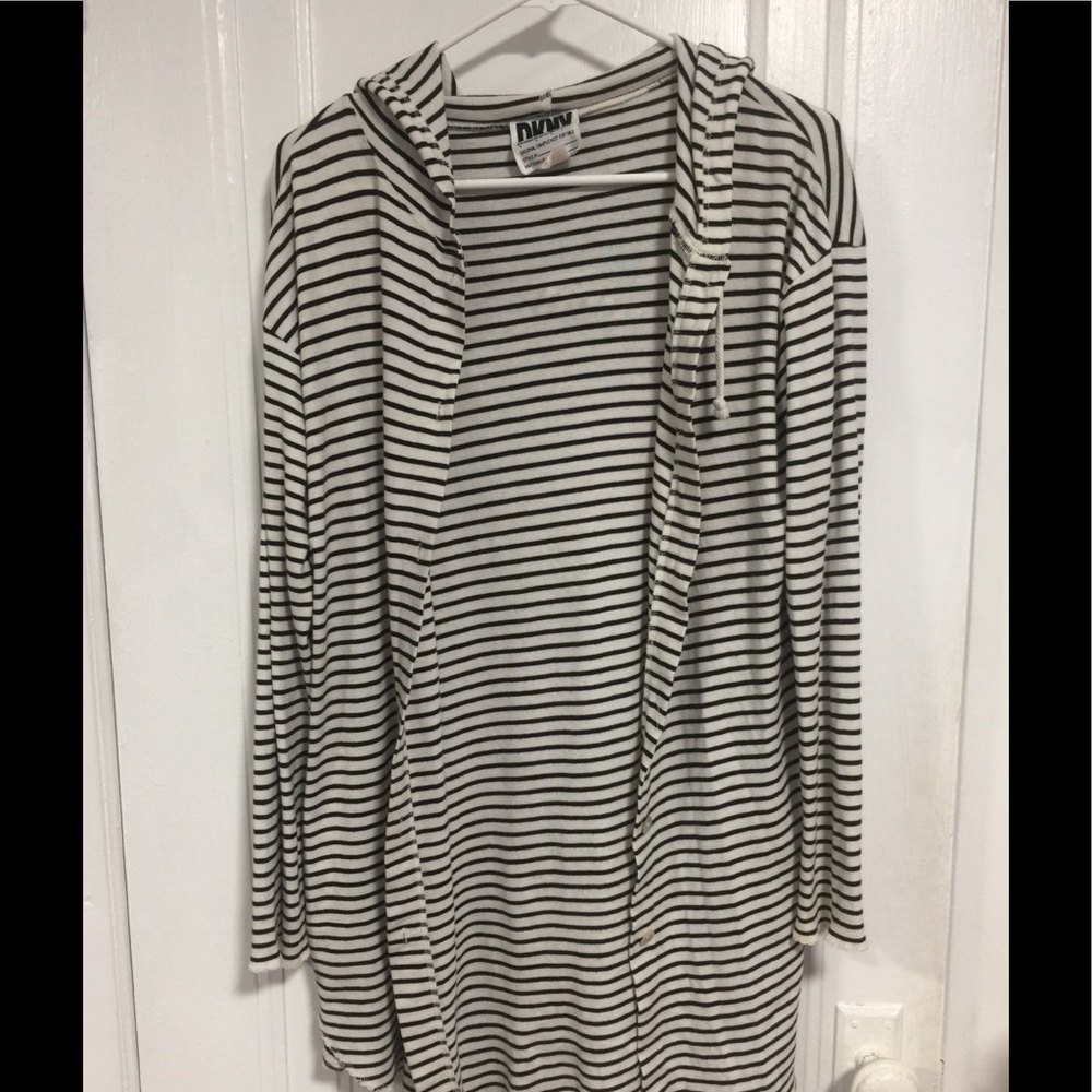 DKNY Striped Long Cardigan